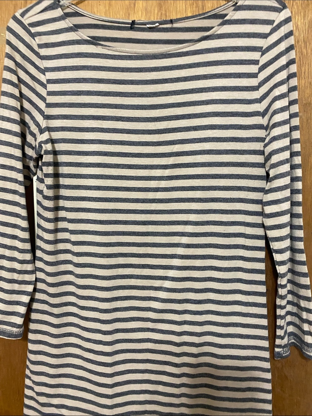 Women's Navy & White Striped Long Sleeve Boatneck Top